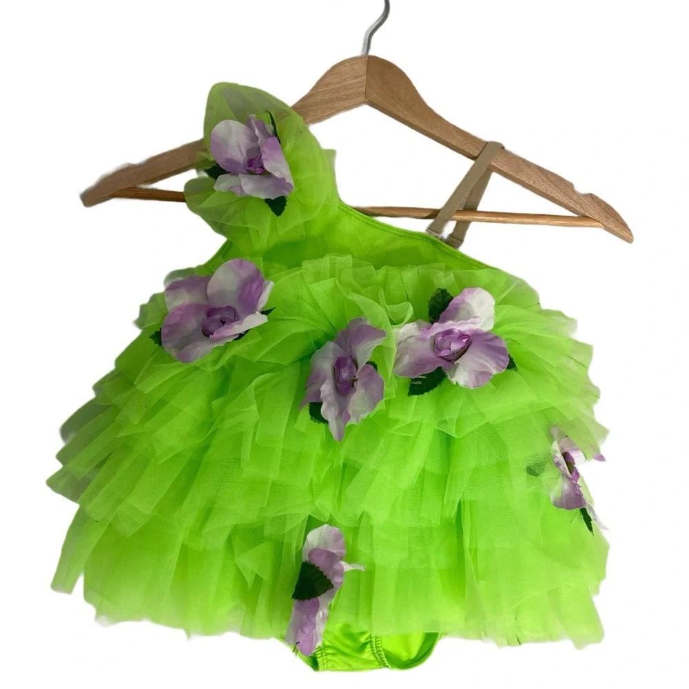 Revolution Ruffle Lime Green Flower Leotard Dance Dress Fairy‎ Princess Costume